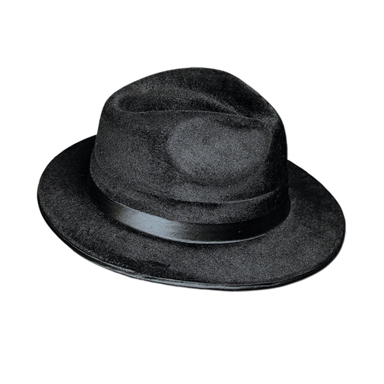 Beistle Club Pack of 12 Jet Black Fedora Gangster Hat Halloween Costume Accessories 13.2"